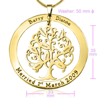 Personalized Tree of My Life Washer 8 - 18ct Gold Plated - Handmade By AOL Special