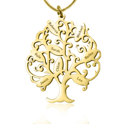 Personalized Tree of My Life Necklace 8 - 18ct Gold Plated - Handmade By AOL Special