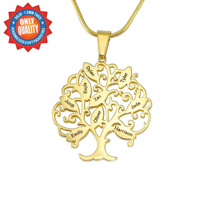 Personalized Tree of My Life Necklace 9 - 18ct Gold Plated - Handmade By AOL Special