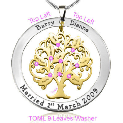 Personalized Tree of My Life Washer 9 - Two Tone - Gold Tree - Handmade By AOL Special