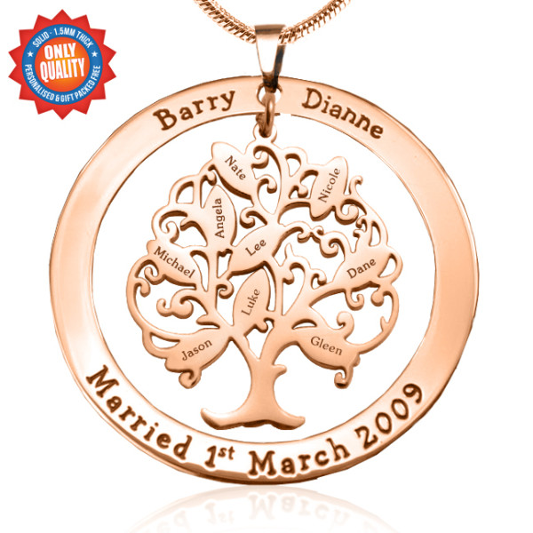 Personalized Tree of My Life Washer 9 - 18ct Rose Gold Plated - Handmade By AOL Special