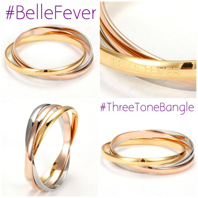 Personalized Three Tone Bangle Set - Handmade By AOL Special