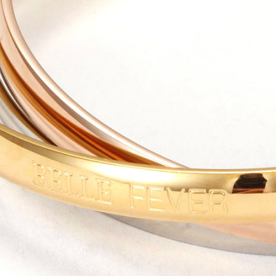 Personalized Three Tone Bangle Set - Handmade By AOL Special
