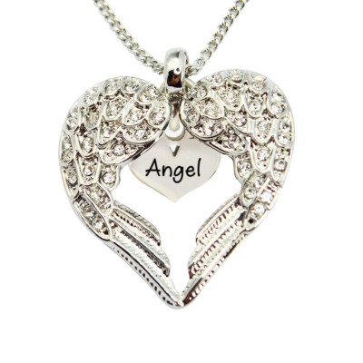 Personalized Angels Heart Necklace with Heart Insert - Handmade By AOL Special