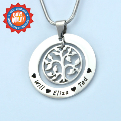 Personalized My Family Tree Necklace - Sterling Silver - Handmade By AOL Special