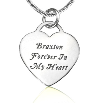 Personalized Forever in My Heart Necklace - Sterling Silver - Handmade By AOL Special