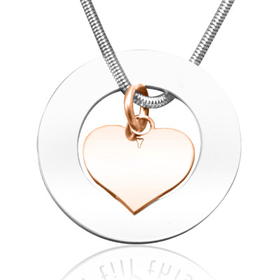 Personalized Circle My Heart Necklace - Two Tone HEART in Rose Gold - Handmade By AOL Special
