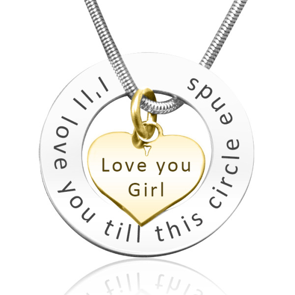 Personalized Circle My Heart Necklace - Two Tone HEART in Gold - Handmade By AOL Special