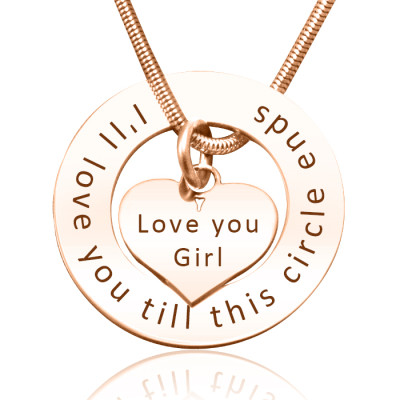 Personalized Circle My Heart Necklace - 18ct Rose Gold Plated - Handmade By AOL Special