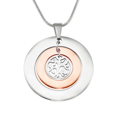 Personalized Circles of Love Necklace Tree - TWO TONE - Rose Gold Silver - Handmade By AOL Special