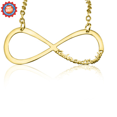 Personalized Classic Infinity Name Necklace - 18ct Gold Plated - Handmade By AOL Special