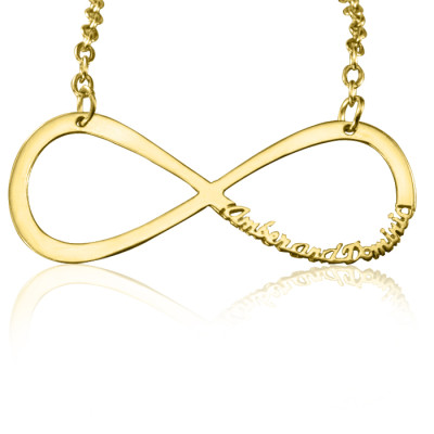 Personalized Classic Infinity Name Necklace - 18ct Gold Plated - Handmade By AOL Special