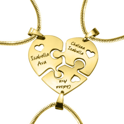 Personalized Triple Heart Puzzle - Three Personalized Necklaces - Handmade By AOL Special