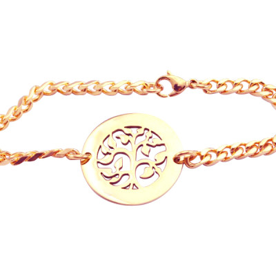 Personalized My Tree Bracelet - 18ct Rose Gold Plated - Handmade By AOL Special