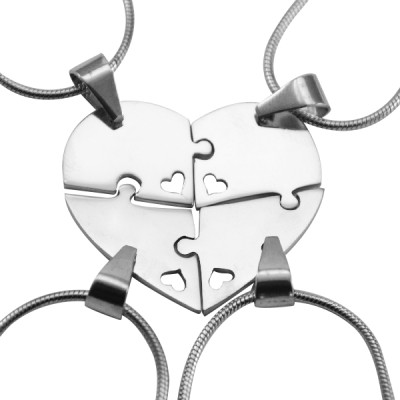 Personalized Quad Heart Puzzle - Four Personalized Necklaces - Handmade By AOL Special