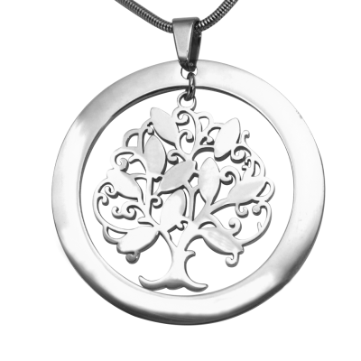 Personalized Tree of My Life Washer Necklace 10 - Sterling Silver - Handmade By AOL Special