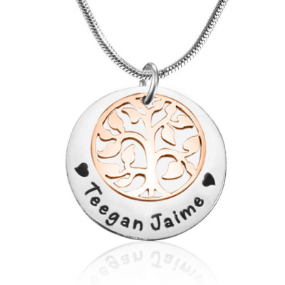 Personalized My Family Tree Single Disc - Two Tone - Rose Gold Silver - Handmade By AOL Special