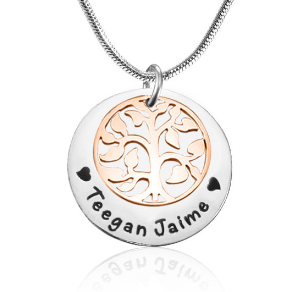 Personalized My Family Tree Single Disc - Two Tone - Rose Gold Silver - Handmade By AOL Special