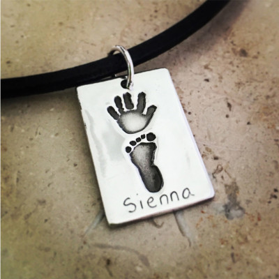 925 Sterling Silver Hand/Foot Print Double Dogtag - Handmade By AOL Special