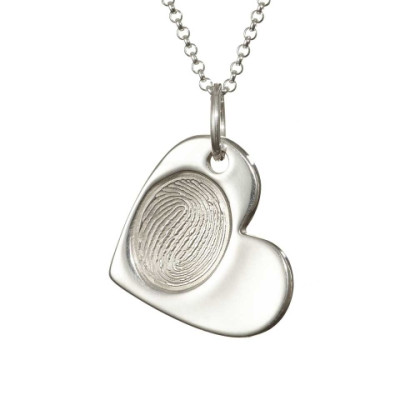 925 Sterling Silver FingerPrint Cascade Heart Pendant - Handmade By AOL Special