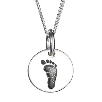 925 Sterling Silver Hand / Footprint Medium Circle Pendant - Handmade By AOL Special