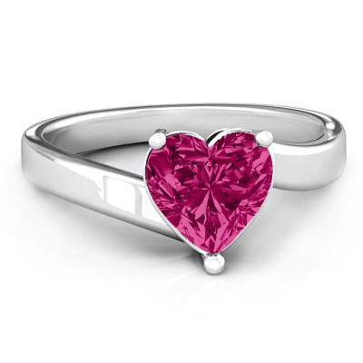 Passion Large Heart Solitaire Ring - Handmade By AOL Special
