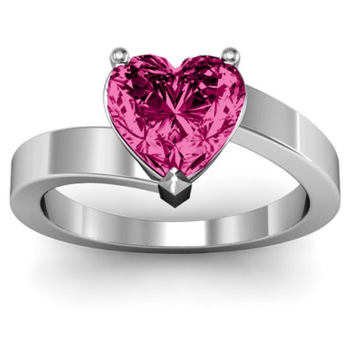 Passion Large Heart Solitaire Ring - Handmade By AOL Special