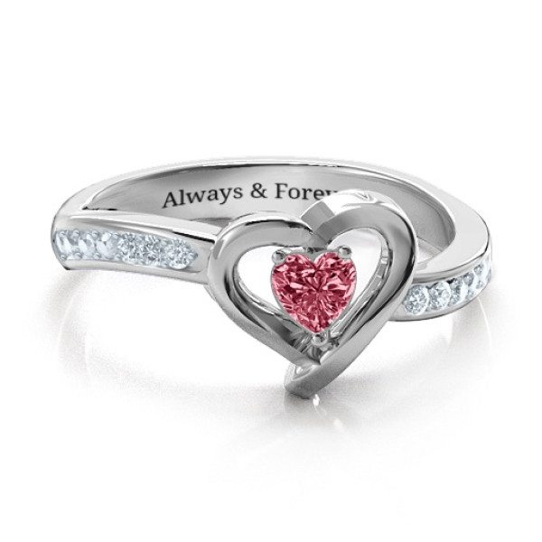 18ct White Gold Falling For You Accented Heart Ring - Handmade By AOL Special