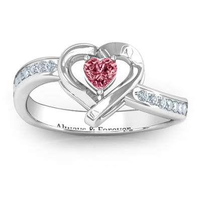 18ct White Gold Falling For You Accented Heart Ring - Handmade By AOL Special
