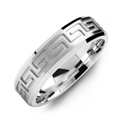 Greek Key Eternity Grooved Men's Ring - Handmade By AOL Special