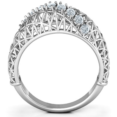 9 Stone Geometric Mesh Ring - Handmade By AOL Special