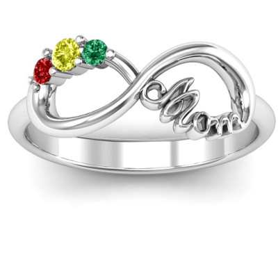Mom's Infinite Love Ring with 2-10 Stones and 3 Cubic Zirconias Stones - Handmade By AOL Special