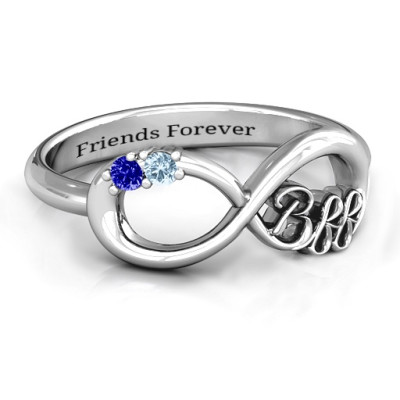 BFF Friendship Infinity Ring with 2 - 7 Stones - Handmade By AOL Special