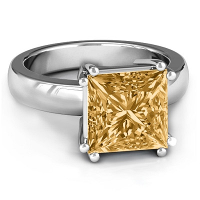 Basket Set Princess Cut Solitaire Ring - Handmade By AOL Special