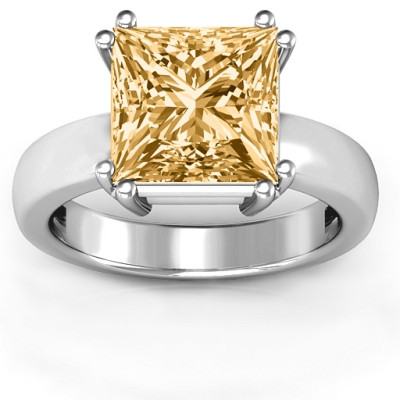Basket Set Princess Cut Solitaire Ring - Handmade By AOL Special