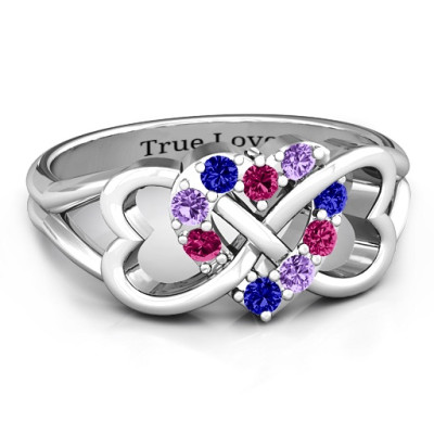 Birthstone Triple Heart Infinity Ring - Handmade By AOL Special