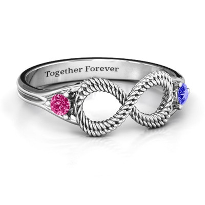 Braided Infinity Ring with Two Stones - Handmade By AOL Special