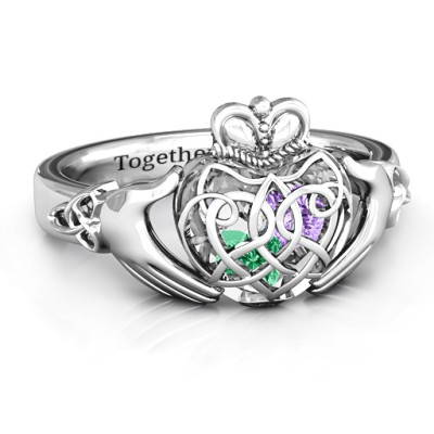 Caged Hearts Celtic Claddagh Ring - Handmade By AOL Special