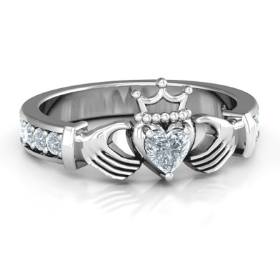 Classic Claddagh Heart Cut Ring with Accents - Handmade By AOL Special