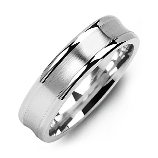 Classic Contoured Men's Ring with Brushed Centre - Handmade By AOL Special