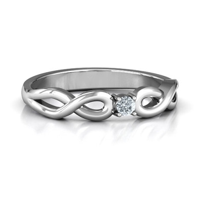 Classic Solitare Sparkle Ring with Infinity Band - Handmade By AOL Special