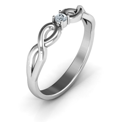 Classic Solitare Sparkle Ring with Infinity Band - Handmade By AOL Special