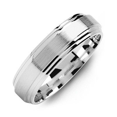 Classic Two-Line Milled-Brush Men's Ring - Handmade By AOL Special