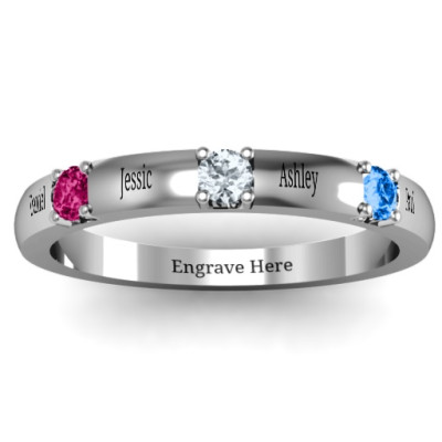 Elegant Three Gemstone Ring - Handmade By AOL Special
