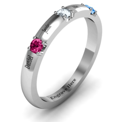 Elegant Three Gemstone Ring - Handmade By AOL Special