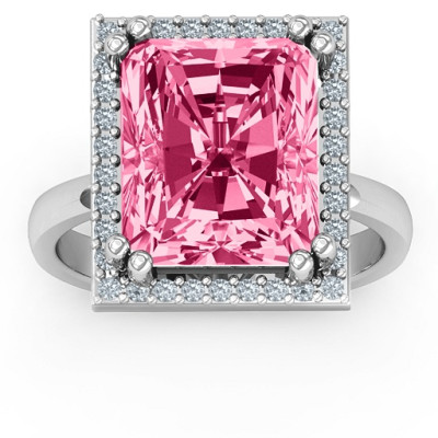 Emerald Cut Statement Ring with Halo - Handmade By AOL Special