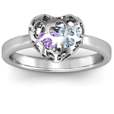 Encased in Love Petite Caged Hearts Ring with Infinity Band - Handmade By AOL Special