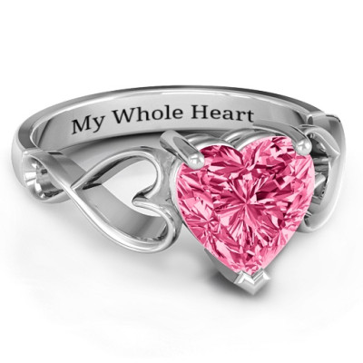Heart Shaped Stone with Interwoven Heart Infinity Band Ring - Handmade By AOL Special