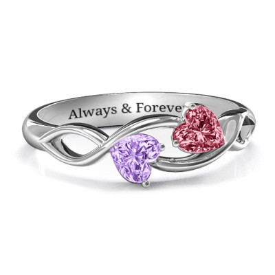 Heavenly Hearts Ring with Heart Gemstones - Handmade By AOL Special