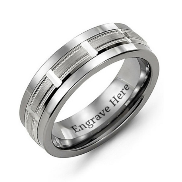 Horizontal-Cut Men's Ring with Beveled Edge - Handmade By AOL Special